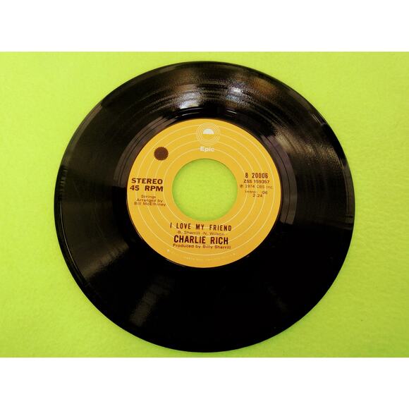 Charlie Rich - Why Oh Why / I Love My Friend - 1974 - 45rpm Vinyl Record‎ Single - Picture 5 of 5